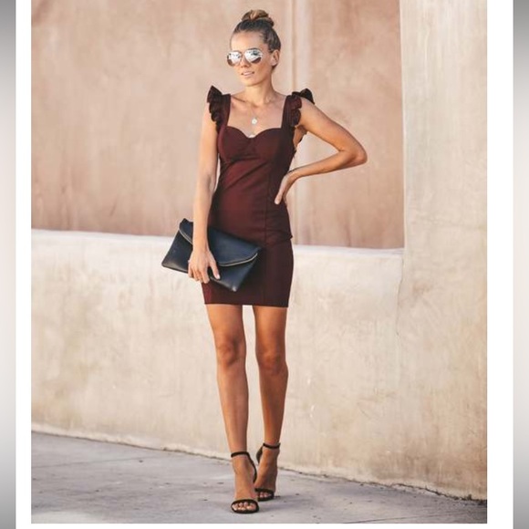 NWOT- Vici- Total Sweetheart Body con Dress- Wine Red (Size Small) - Picture 1 of 11